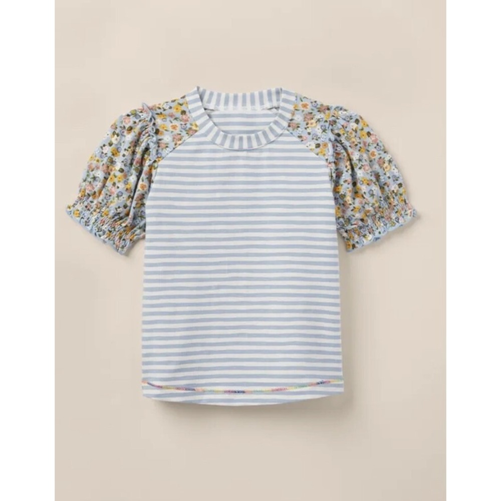 Matilda Jane Girls Heart to Heart Botanical Blue Floral Baseball Tee New Size 6